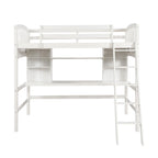 Twin size Loft Bed with Storage Shelves, Desk and Ladder
