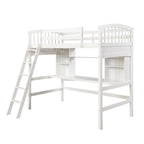Twin size Loft Bed with Storage Shelves, Desk and Ladder