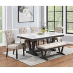 6-Piece Faux Marble Top Dining Set