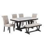 6-Piece Faux Marble Top Dining Set