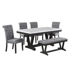 6-Piece Faux Marble Top Dining Set