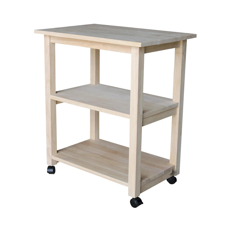 Solid Wood Microwave Kitchen Cart with Storage Shelf