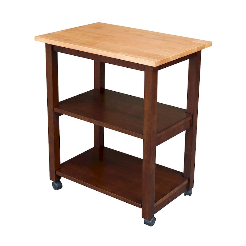 Solid Wood Microwave Kitchen Cart with Storage Shelf