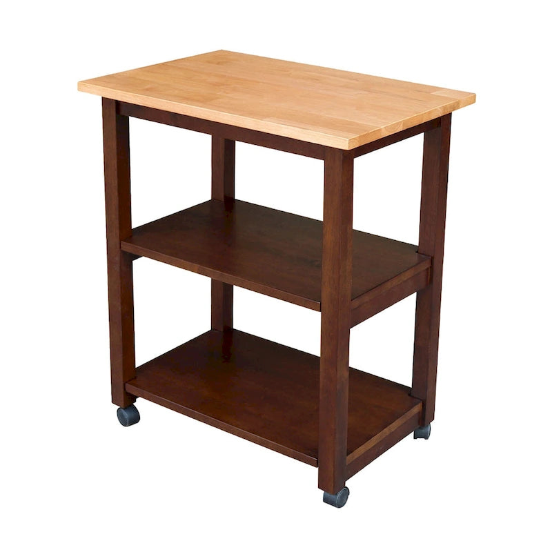 Solid Wood Microwave Kitchen Cart with Storage Shelf