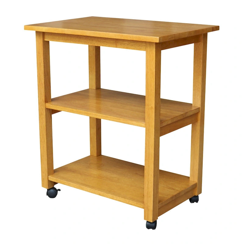Solid Wood Microwave Kitchen Cart with Storage Shelf