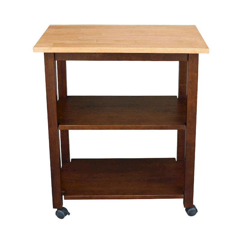 Solid Wood Microwave Kitchen Cart with Storage Shelf