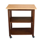 Solid Wood Microwave Kitchen Cart with Storage Shelf