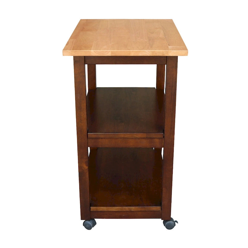 Solid Wood Microwave Kitchen Cart with Storage Shelf