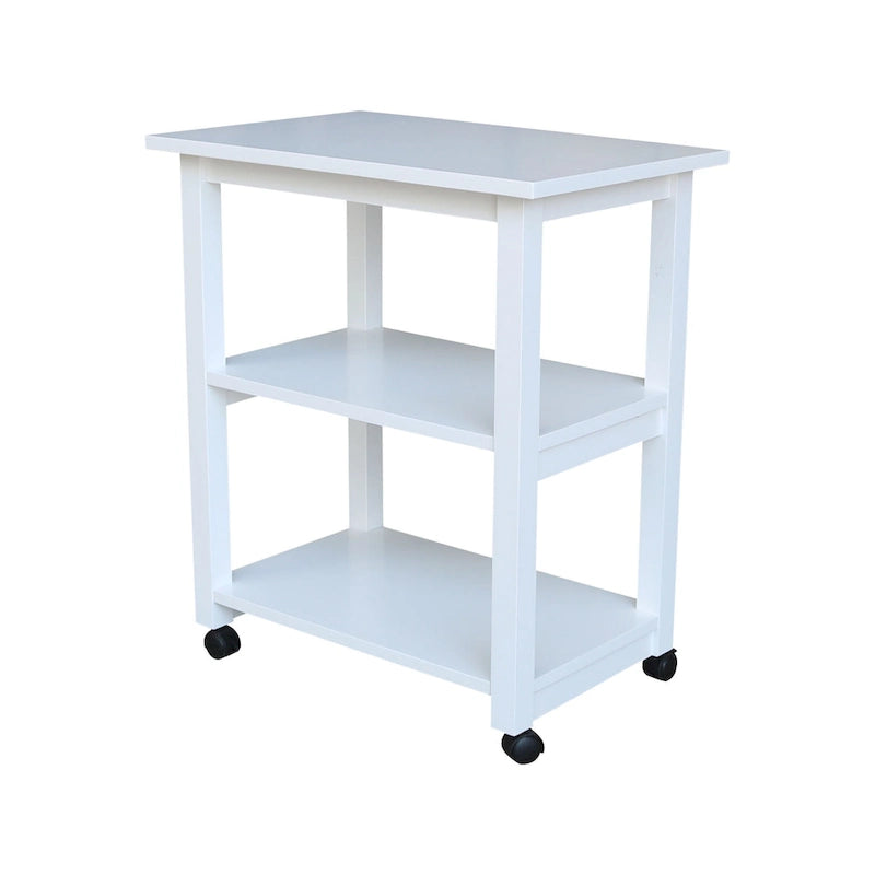 Solid Wood Microwave Kitchen Cart with Storage Shelf