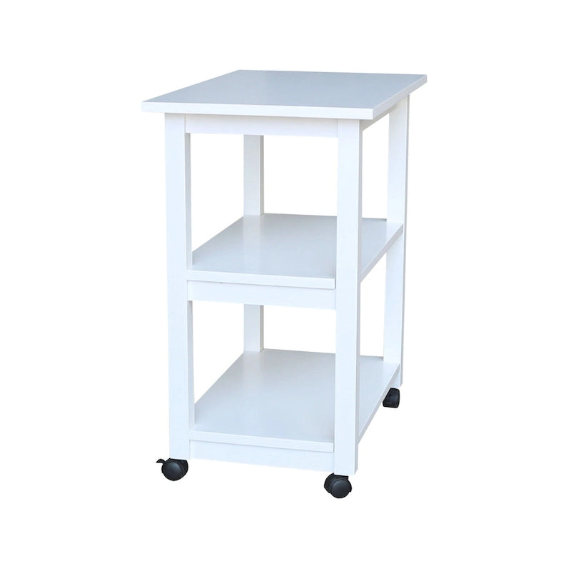 Solid Wood Microwave Kitchen Cart with Storage Shelf