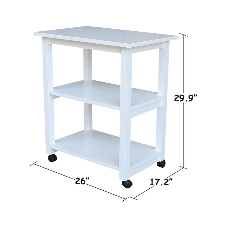 Solid Wood Microwave Kitchen Cart with Storage Shelf