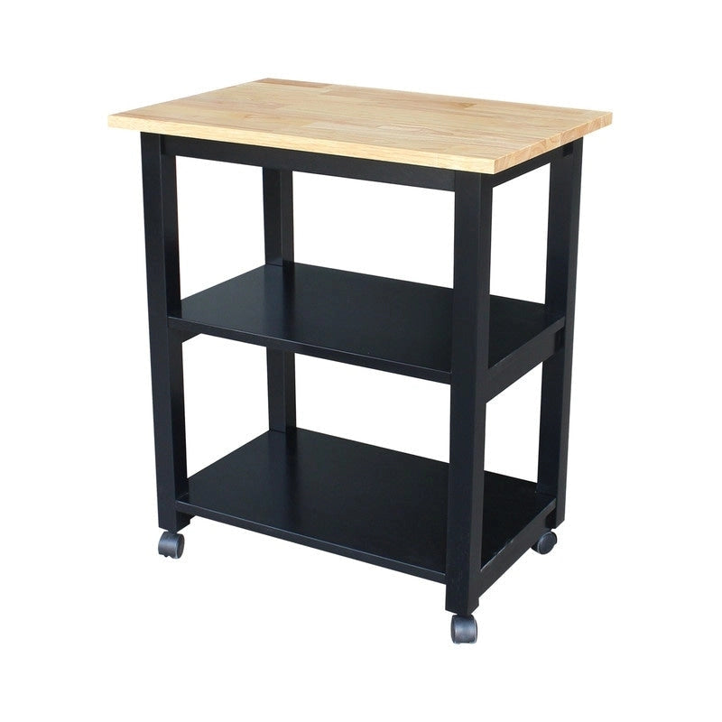 Solid Wood Microwave Kitchen Cart with Storage Shelf