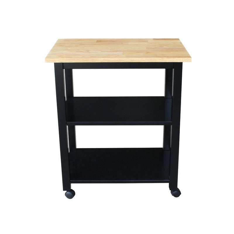 Solid Wood Microwave Kitchen Cart with Storage Shelf