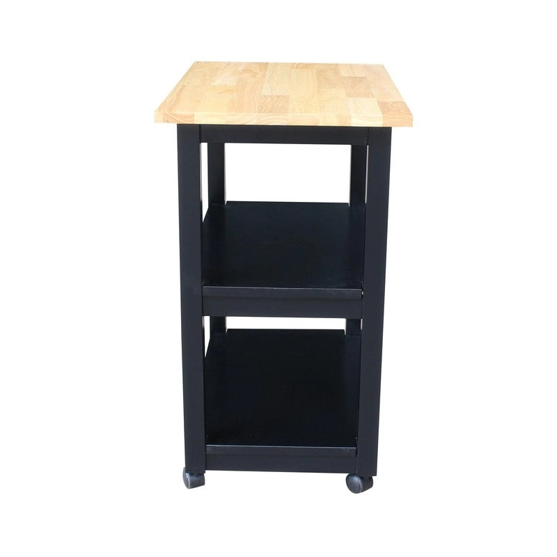 Solid Wood Microwave Kitchen Cart with Storage Shelf