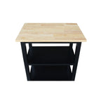 Solid Wood Microwave Kitchen Cart with Storage Shelf