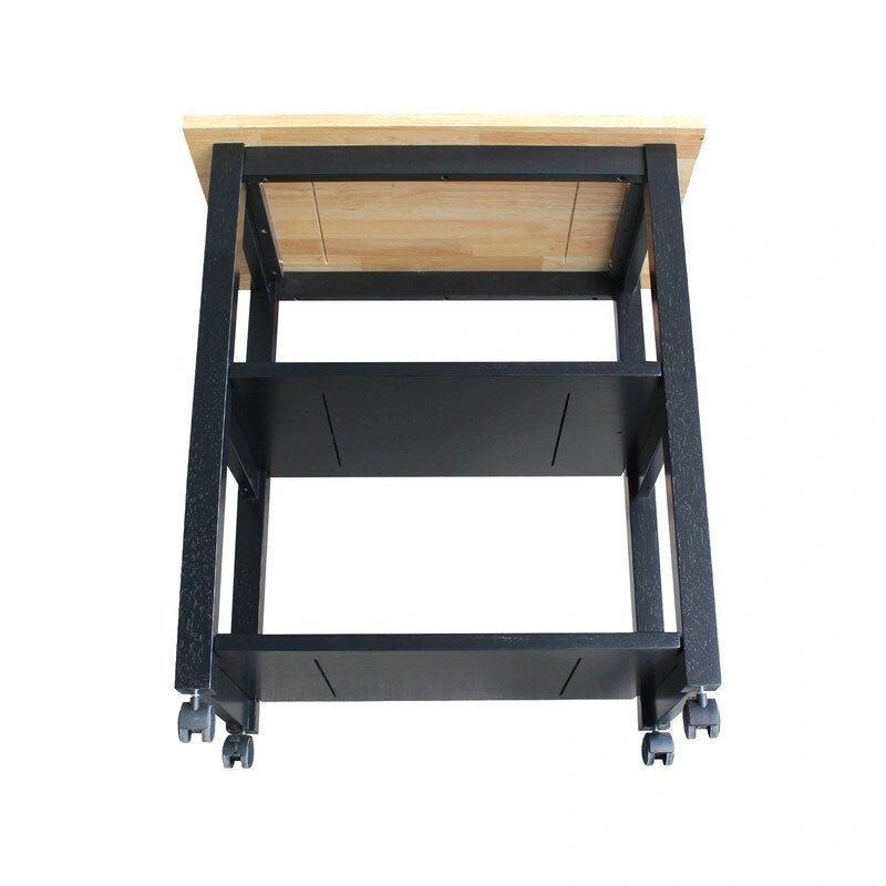 Solid Wood Microwave Kitchen Cart with Storage Shelf