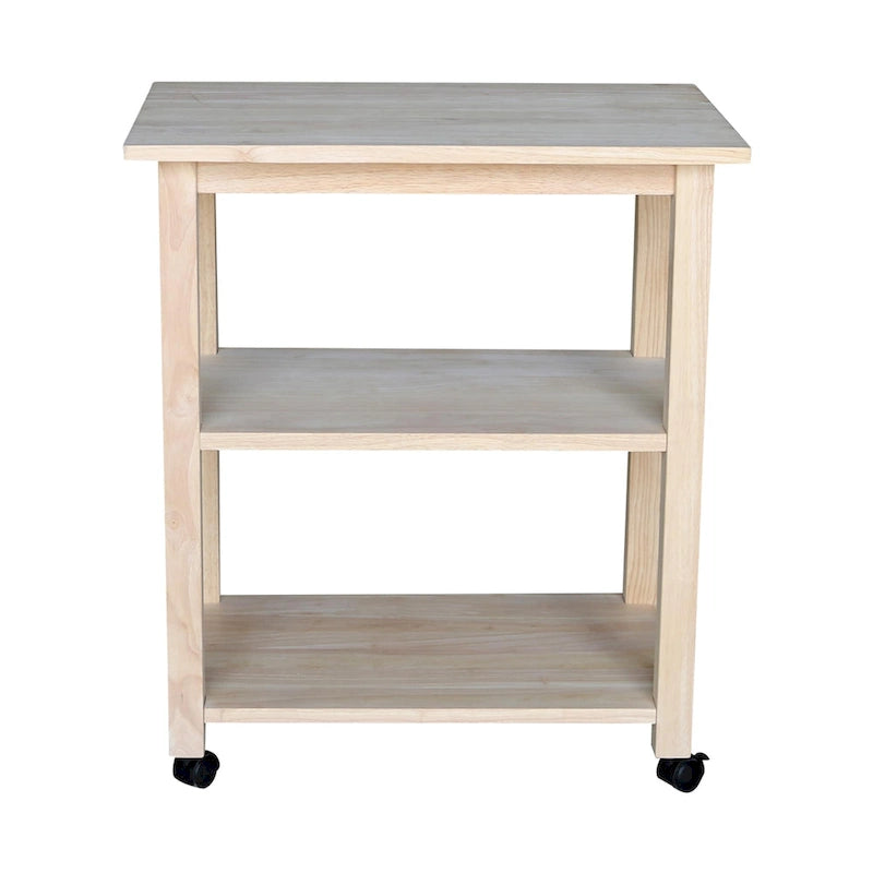 Solid Wood Microwave Kitchen Cart with Storage Shelf