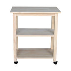 Solid Wood Microwave Kitchen Cart with Storage Shelf