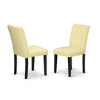 East West Furniture Dining Table Set- a Round Kitchen Table and Eggnog Faux Leather Chairs, Black (Pieces Options)