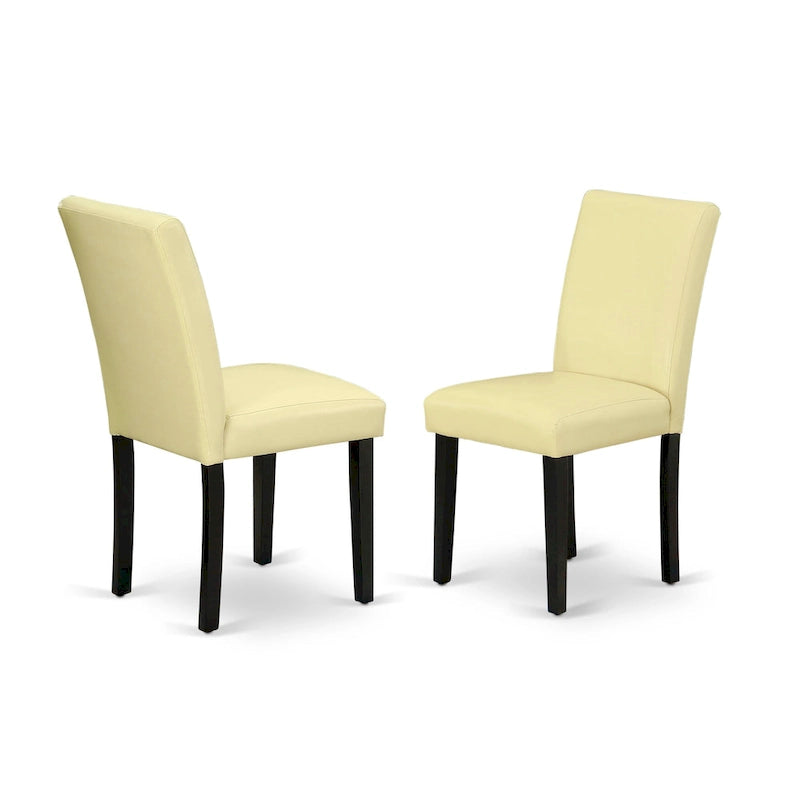 East West Furniture Dining Table Set- a Round Kitchen Table and Eggnog Faux Leather Chairs, Black (Pieces Options)