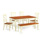East West Furniture Dining Table Set Contains a Rectangle Kitchen Table and Dining Chairs with a Bench (Finish Color Options)