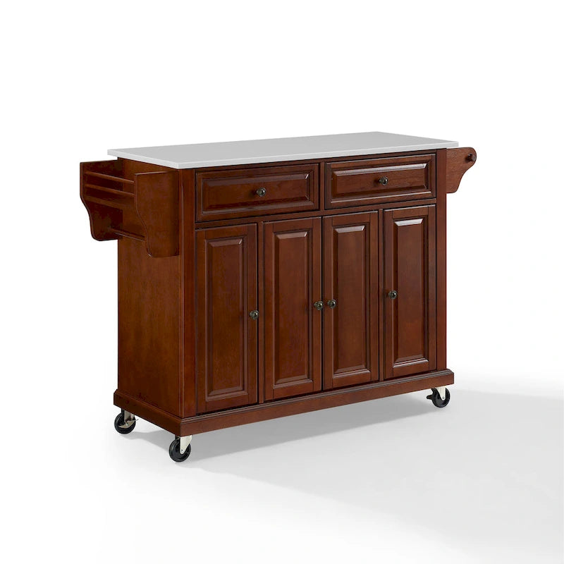 Crosley Full-size Granite Top Mahogany Kitchen Cart - 51.5 W x 18 D x 36.5 H