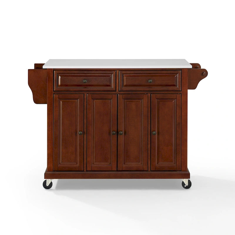 Crosley Full-size Granite Top Mahogany Kitchen Cart - 51.5 W x 18 D x 36.5 H