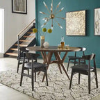 Sheeba Round Mid-Century Modern Walnut Base Dining Table by iNSPIRE Q Modern