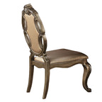 26 Inch Dining Chair, Faux Leather, Set of 2, Champagne Gold
