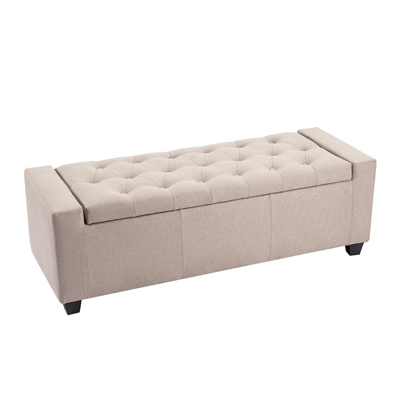 Fabric Flip Top Storage Ottoman Bench