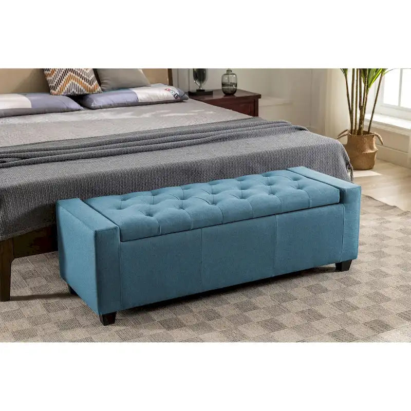 Fabric Flip Top Storage Ottoman Bench