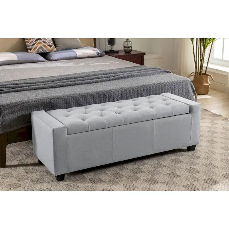Fabric Flip Top Storage Ottoman Bench
