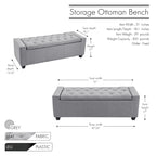 Fabric Flip Top Storage Ottoman Bench