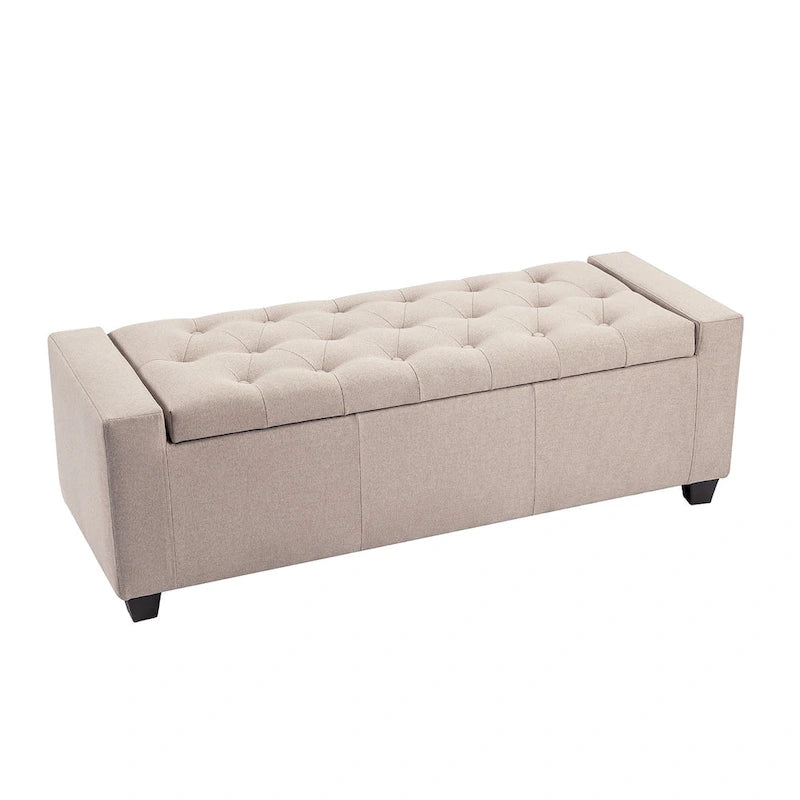 Fabric Flip Top Storage Ottoman Bench