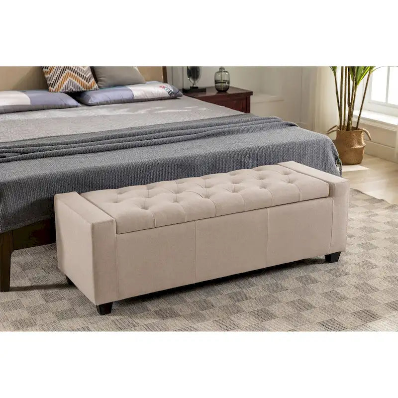Fabric Flip Top Storage Ottoman Bench