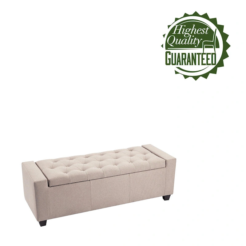 Fabric Flip Top Storage Ottoman Bench
