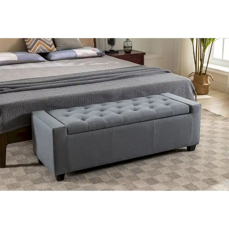 Fabric Flip Top Storage Ottoman Bench