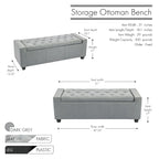 Fabric Flip Top Storage Ottoman Bench