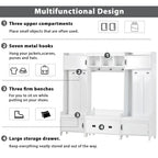 Merax 4-in-1 Multifunctional Entryway Bench Hall Tree with 7 Metal Black Hooks