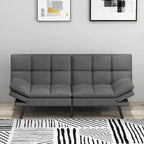 Futon Sofa Bed, Modern Convertible Sleeper Couch Daybed with Adjustable Armrests for Studio, Apartment, Office, Small Space