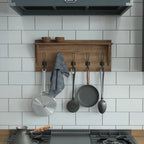 Wall Mounted Storage Rack with Upper Shelf and Storage Hooks