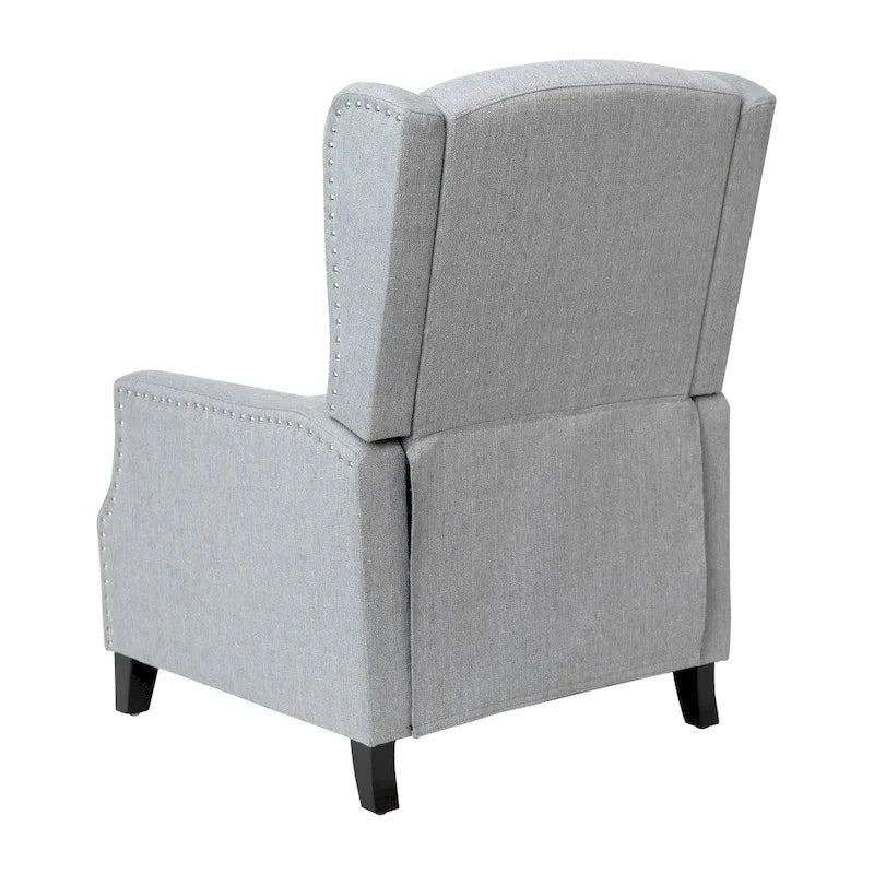 Push Back Wing Back Pocket Spring Recliner with Side Accent Nail Trim