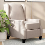 Push Back Wing Back Pocket Spring Recliner with Side Accent Nail Trim