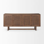 Grier Light Brown Solid Wood with Cane 4 Door Sideboard - 72.0L x 18.0W x 31.0H