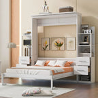 Murphy Bed Wall Bed with Shelves, Drawers and LED Lights