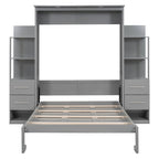 Murphy Bed Wall Bed with Shelves, Drawers and LED Lights