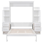 Murphy Bed Wall Bed with Shelves, Drawers and LED Lights
