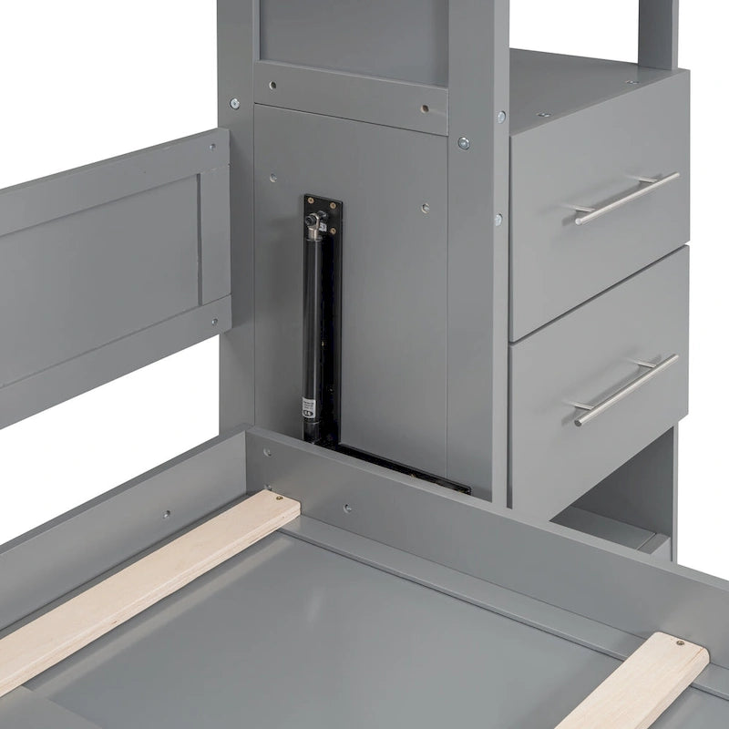 Murphy Bed Wall Bed with Shelves, Drawers and LED Lights