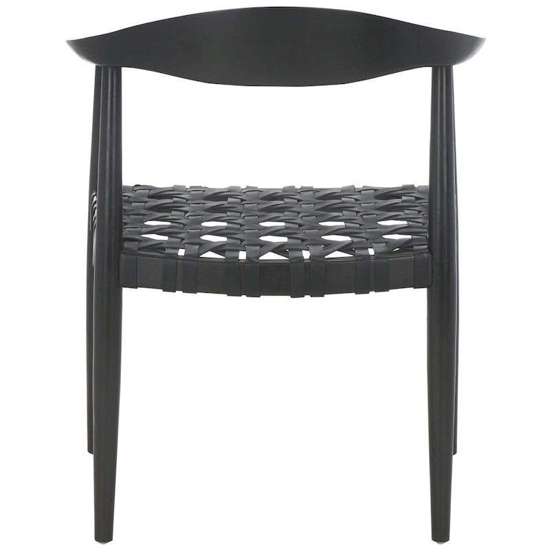SAFAVIEH Birtie Woven Leather & Solid Wood Accent Chair (Fully Assembled) - W25 x D22 x H22 - 25Wx22Dx22H