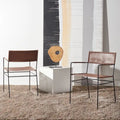 SAFAVIEH Bernardine Leather Dining Chair (Set of 2) - 21.7 W x 19.7 L x 31.9 H - 22Wx20Dx32H